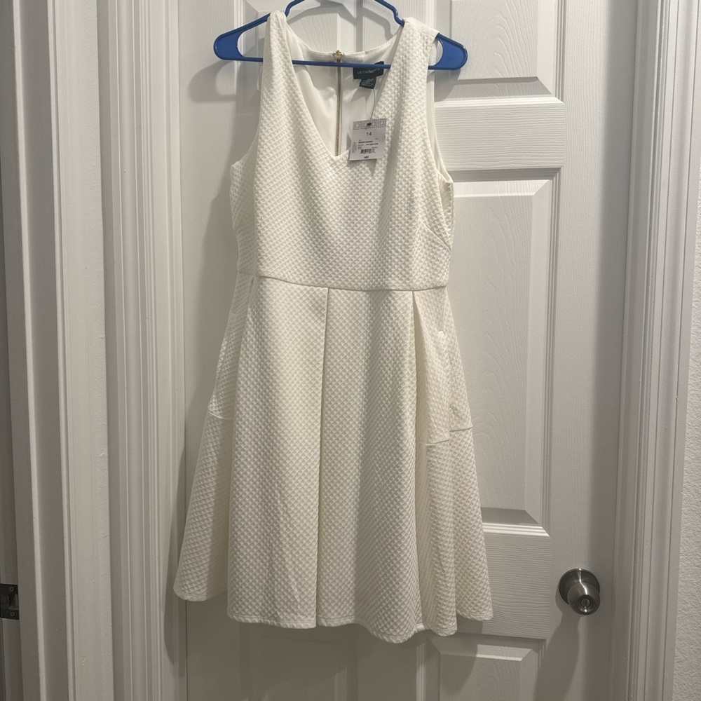 Liz Claiborne Ivory Patterned Midi Dress